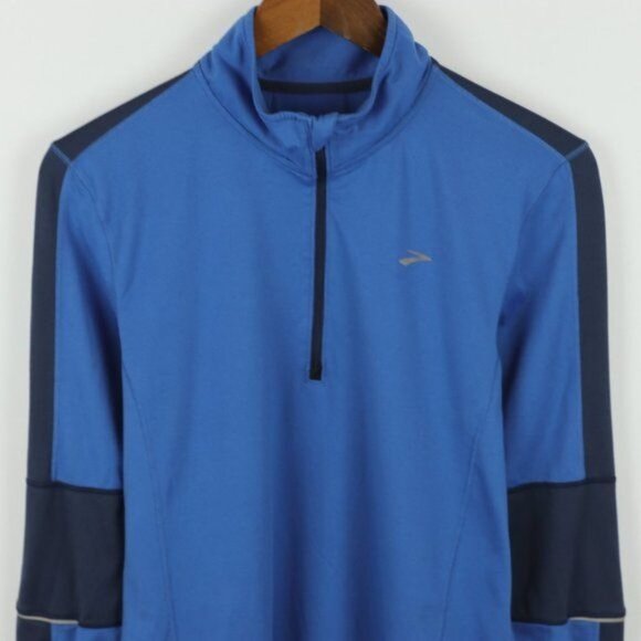 Brooks Men's Small Blue 1/4 Zip Athletic Performance Pullover Jacket - Picture 2 of 8